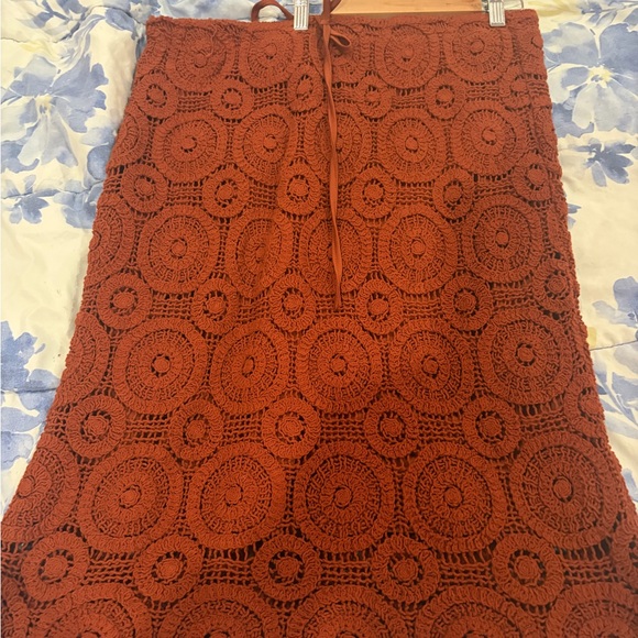Kings Road Dresses & Skirts - Women's Crochet Midi Skirt - Rust